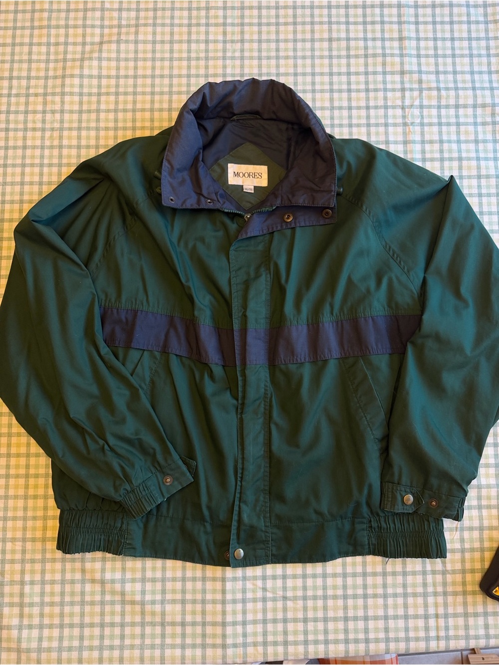 Moores Forest Green Men's Windbreaker with Navy Stripe
